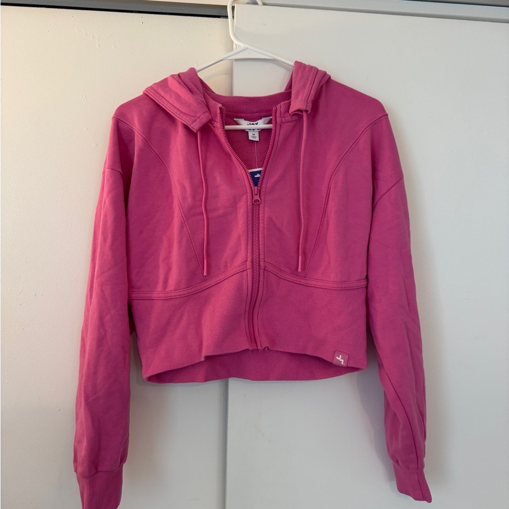 Joylab Cropped Pink Zip-Up Hoodie
